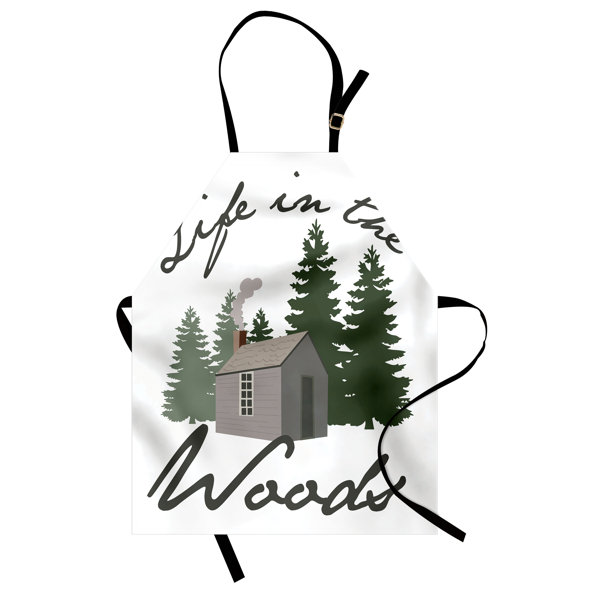 East Urban Home Log Cabin Apron, Cooking Gardening, Adult Size, White